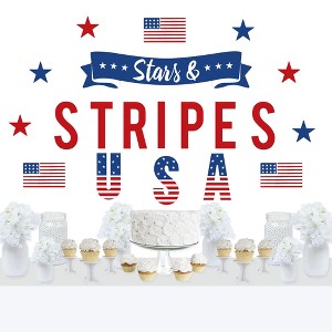 Big Dot of Happiness Stars & Stripes - Peel and Stick Patriotic Party Decoration - Wall Decals Backdrop - 1 of 4