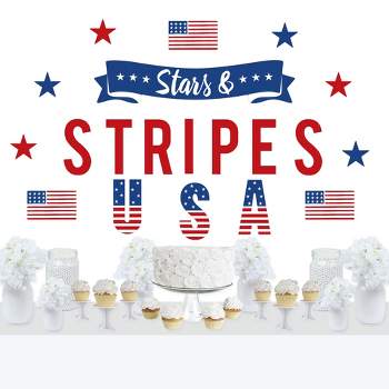 Big Dot of Happiness Stars & Stripes - Peel and Stick Patriotic Party Decoration - Wall Decals Backdrop