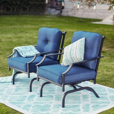 2pc Steel Patio Accent Chairs Blue - Lokatse