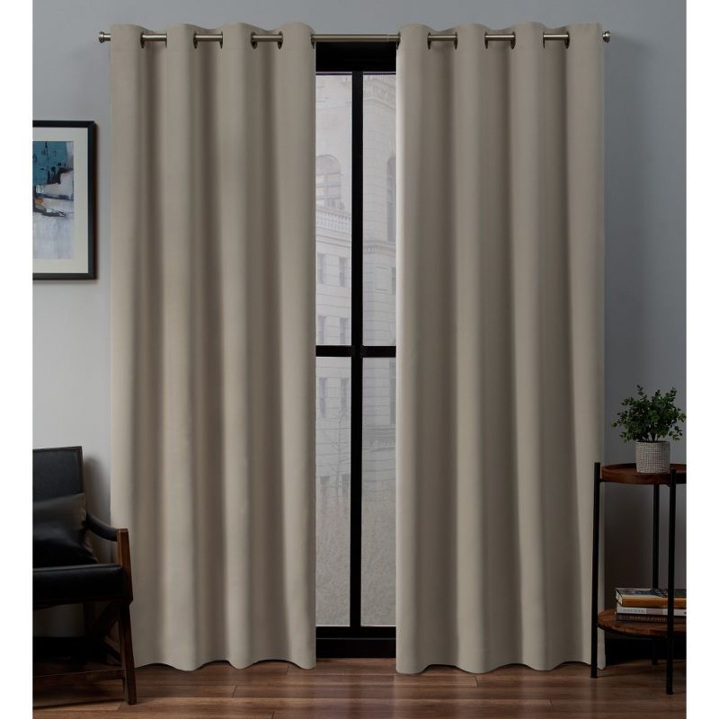 Set of 2 Sateen Twill Weave Insulated Blackout Grommet Top Window Curtain Panels - Exclusive Home, 1 of 14