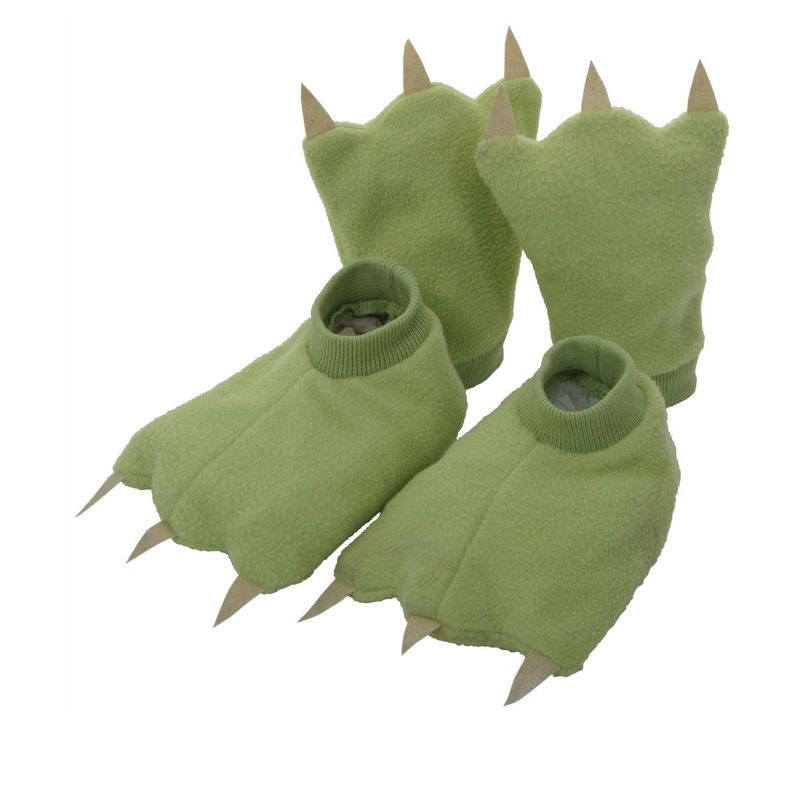 HalloweenCostumes.com One Size Fits Most   Fun Costumes Kids Dinosaur Hands and Feet, Green, 1 of 2