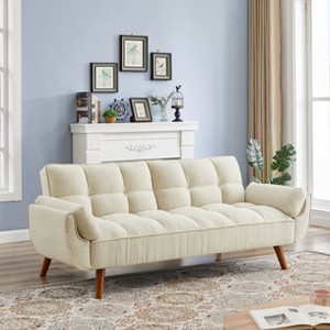 KTMBDW 75.4" Loveseat Sofa, Mid Century Modern Decor Love Seat Couches for Living Room, Bedroom, Solid and Easy to Install Love Seats Furniture - 1 of 4