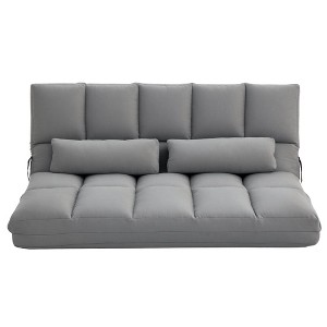 Aghana Digitals 2-in-1 Light Gray Folding Floor Sofa Bed with Adjustable Backrest/Headrest, Suede - 1 of 4