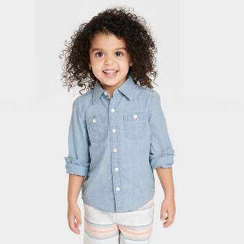 Oshkosh B'gosh Toddler Boys' Short Sleeve Woven Chambray Shirt - Light Blue  Denim : Target