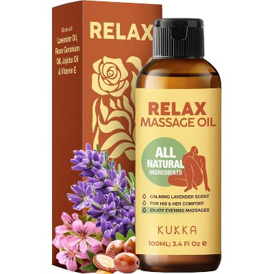 KUKKA Relax Massage Oil for Massage Therapy & Sore Muscles - 3.4 Fl Oz