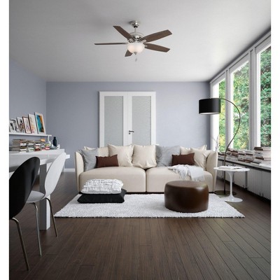 Hunter 52" Newsome Lighted Ceiling Fan Brushed Nickel with Medium Walnut Blades and Light Kit Included