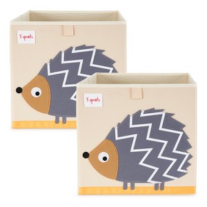 3 Sprouts Large 13 Inch Square Children's Foldable Fabric Storage Cube Organizer Box Soft Toy Bin, Pet Hedgehog (2 Pack) - 1 of 4