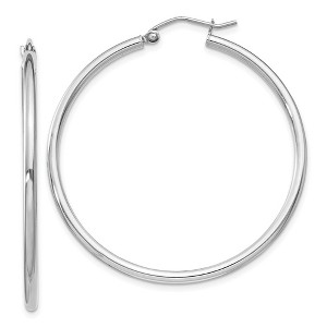 Black Bow Jewelry 2mm, Sterling Silver, Classic Round Hoop Earrings - 40mm (1 1/2 Inch) - 1 of 4
