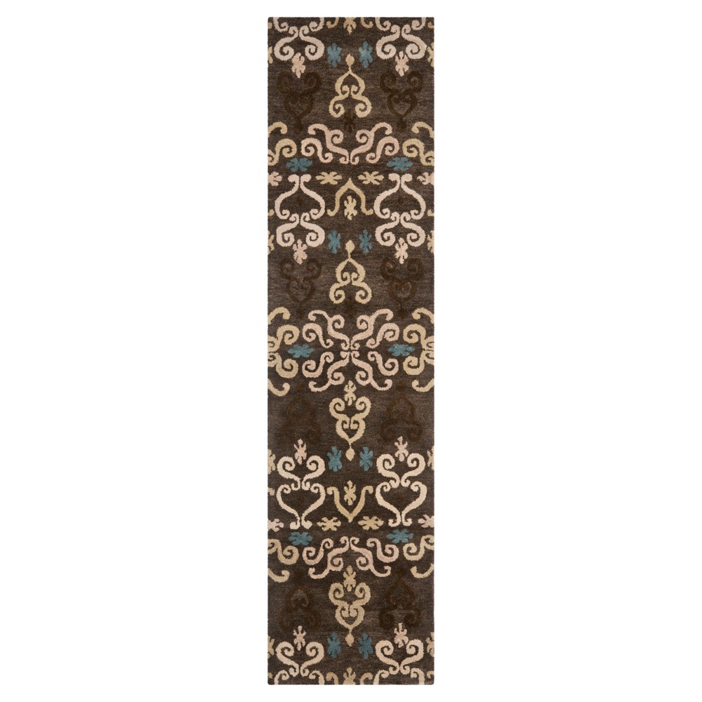 2'3inx7' Runner Brown/Multi Abstract Tufted - Safavieh