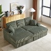 TiramisuBest 84" 3-Seater Corduroy Sofa w/ 3 Back Pillows, 2 Ottomans, Storage & Cup Grooves - Deep Plush Seating for Living Room,Army Green - 2 of 4