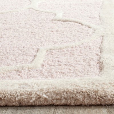 Light Pink and Ivory Hand-Tufted Wool 4' x 6' Area Rug