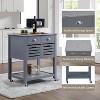 MaseiKar Mobile Rolling Kitchen Island Trolley Serving Cart with Underneath Drawer & Slide-Out Wire Storage Basket - 3 of 4