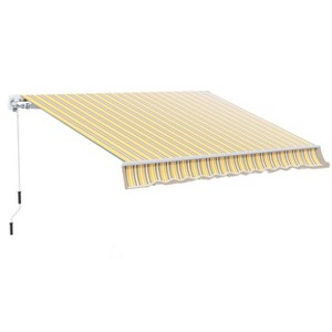 12' x 10' Retractable Awning Patio Awnings Sun Shade Shelter with Manual Crank Handle, 280g/m2 UV & Water-Resistant Fabric and Aluminum Frame - 1 of 4