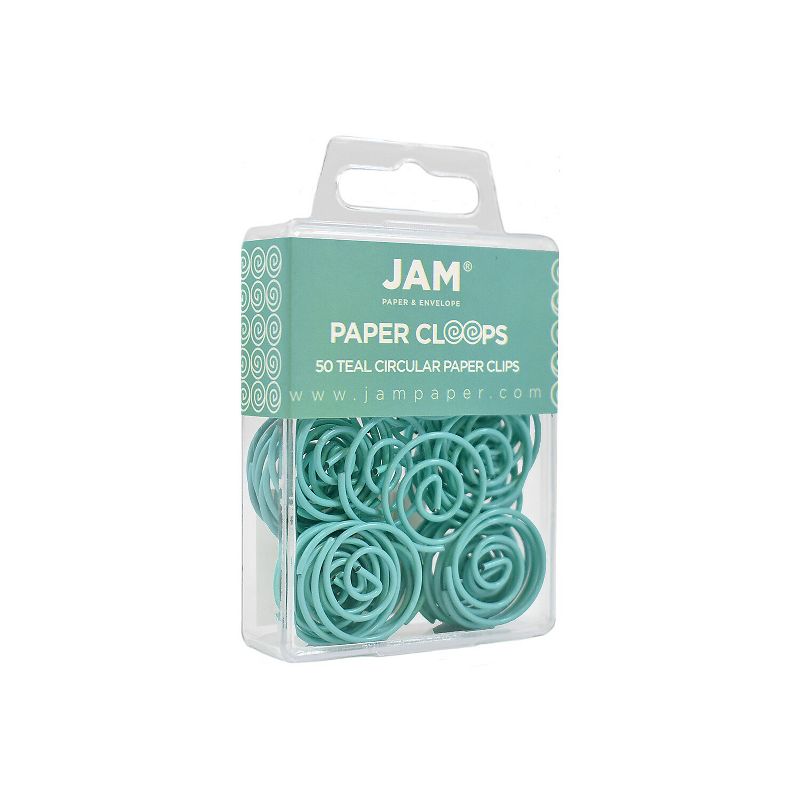 JAM Paper Colored Circular Paper Clips Round Paperclips Teal 2 Packs of 50 21832066B, 2 of 6
