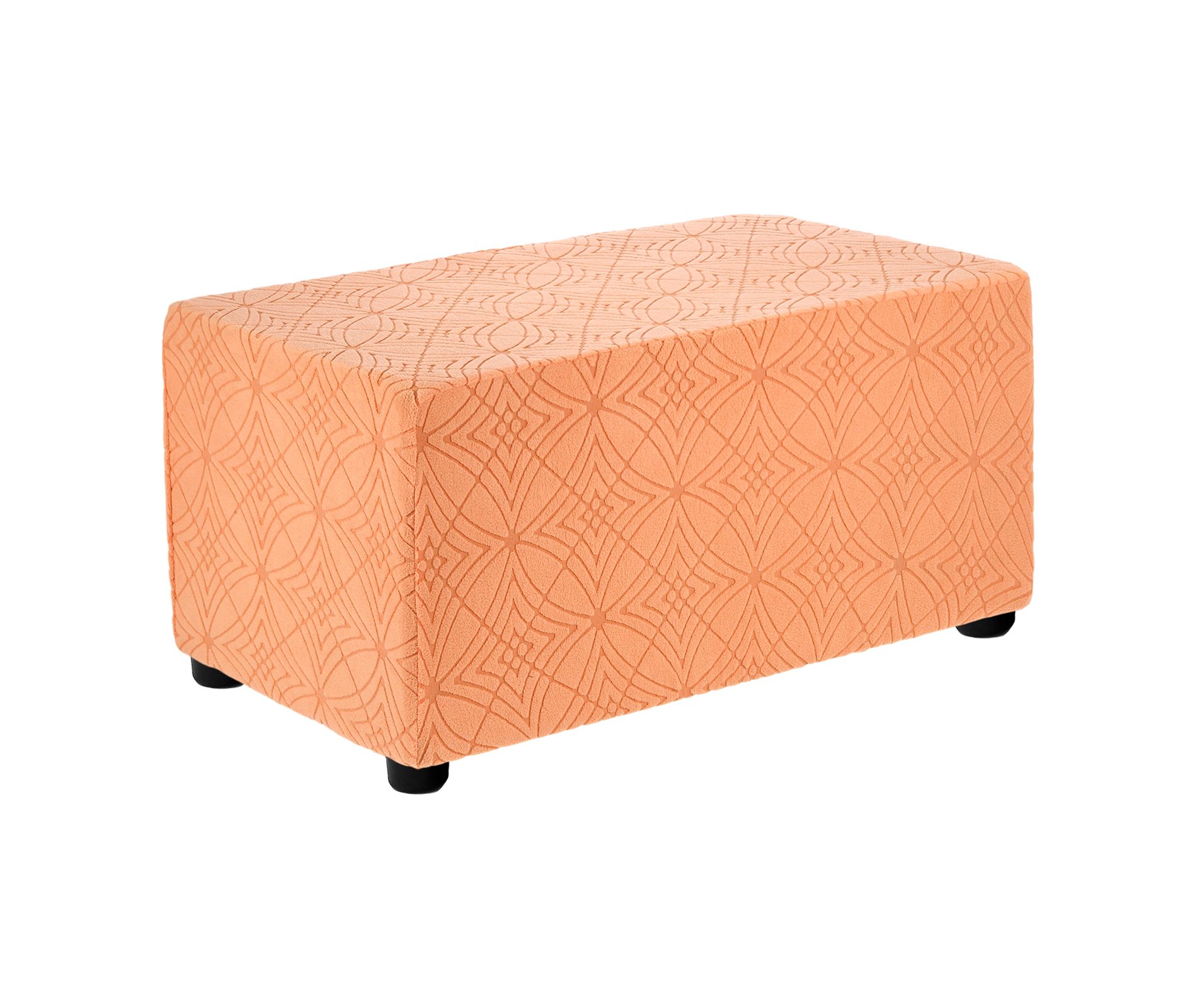 Unique Bargains Textured Jacquard Stretch Footstool Slipcover Protector for Living Room Bedroom 110-120cm/43-47inch Orange
