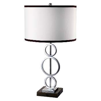 29" Retro Metal Table Lamp with Base Switch Silver - Ore International