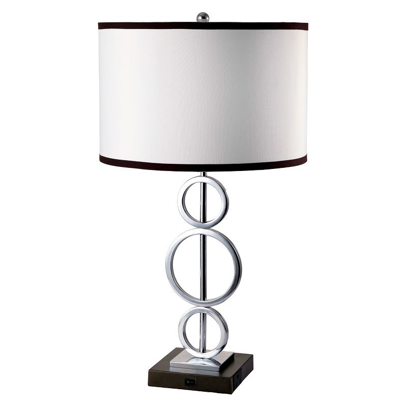 29&#34; Retro Metal Table Lamp with Base Switch Silver - Ore International, 1 of 5