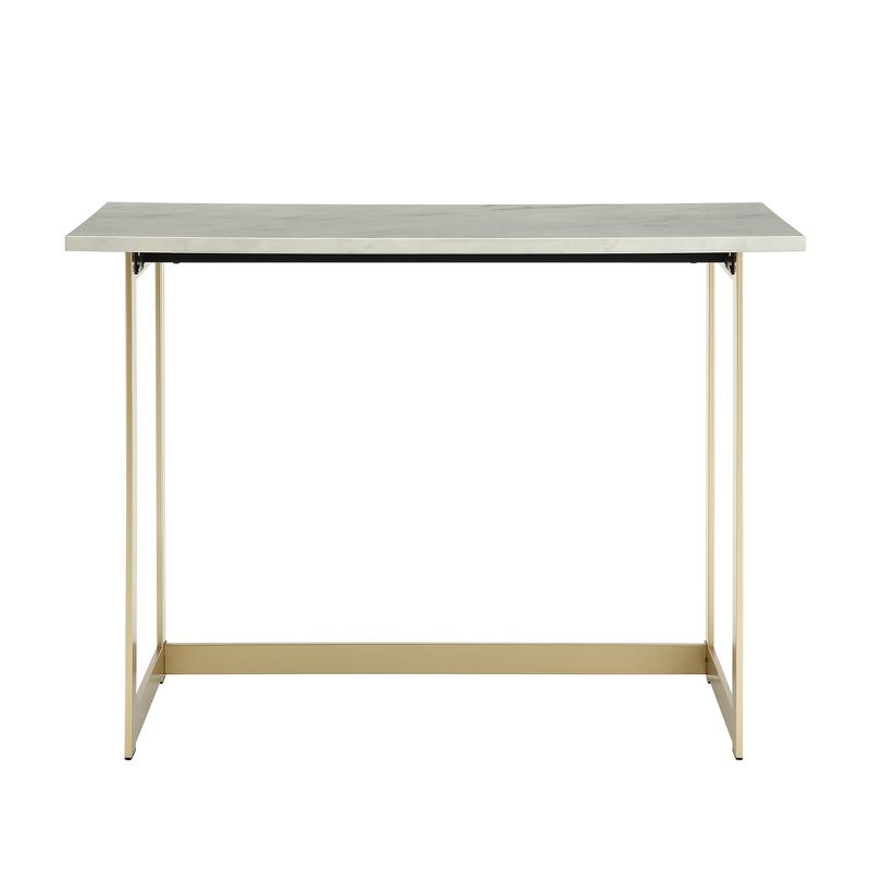 42&#34; Contemporary Modern Faux Marble Writing Desk White Marble/Gold - Saracina Home, 4 of 10