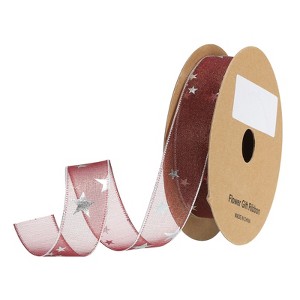 Unique Bargains Gift Wrapping Wide Star Sheer Wired Sparkly Chiffon Ribbon 1 Pc - 1 of 4