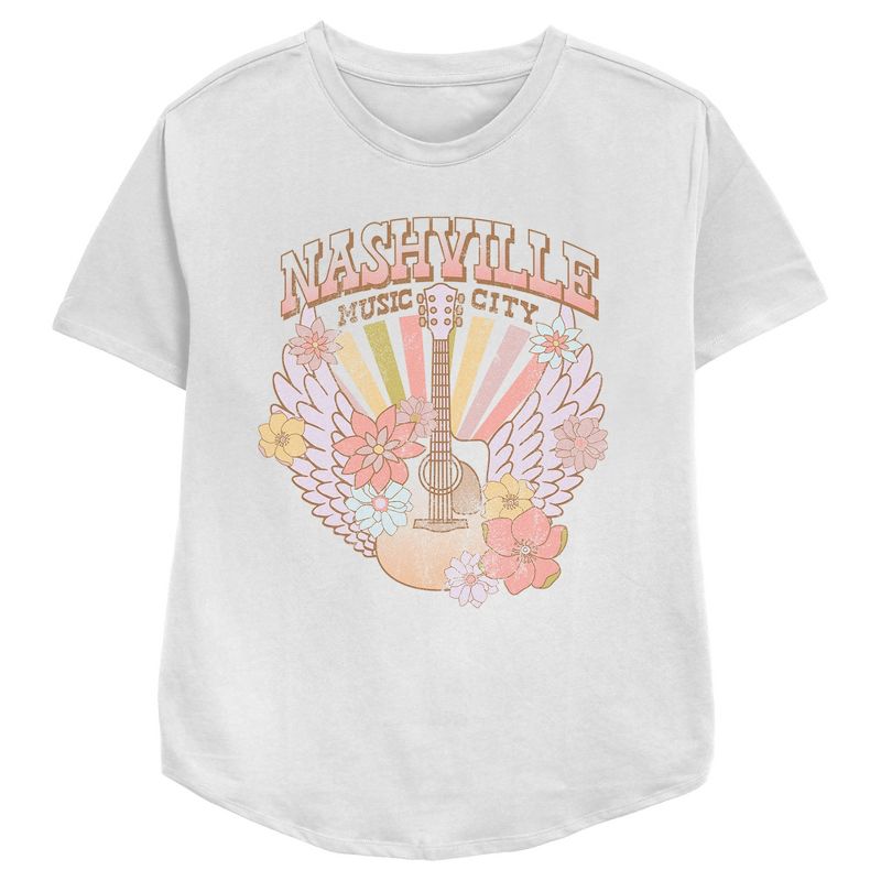 Women's Lost Gods Distressed Nashville Music City T-Shirt, 1 of 4
