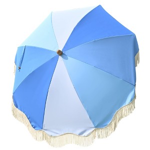 LAGarden 6 Ft Fringe Umbrella Replacement Canopy Top Cover Outdoor Patio Blue - 1 of 4