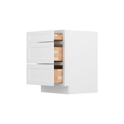 HOMLUX Easy-DIY Shaker White Ready to Assemble Drawer Base Kitchen Cabinet With 3-Drawers