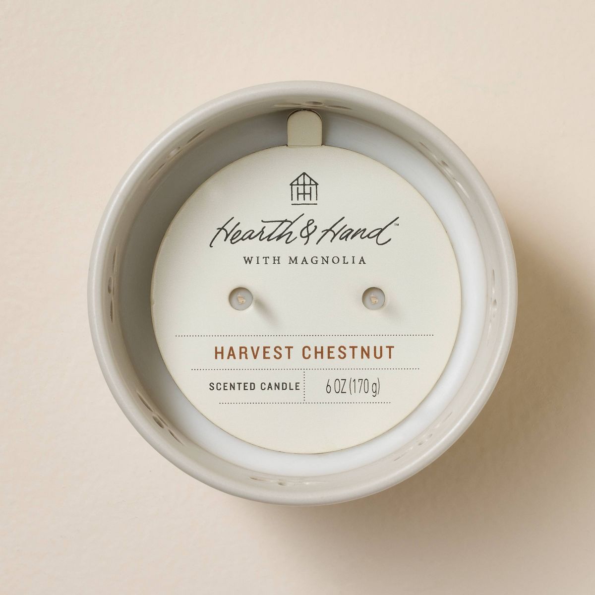 Small Perforated Ceramic Candle Cream 6oz - Hearth & Hand™ with Magnolia - thumbnail 3