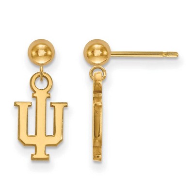 Black Bow Jewelry 14k Yellow Gold Indiana Hoosiers NCAA Dangle Earrings