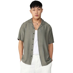 Campus Sutra Men Men's Olive Green Embroidered Twist Shirt - 1 of 3