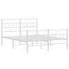 vidaXL Metal Bed Frame with Headboard and Footboard White 53.1 in.x74.8 in. - image 4 of 4