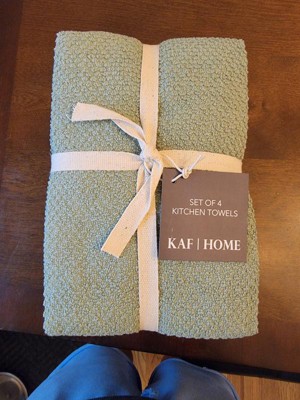 KAF Home Set of 4 Deluxe Popcorn Terry Kitchen Towels | 20 x 30 Inches |  100% Cotton Kitchen Dish Towels (Alabaster)