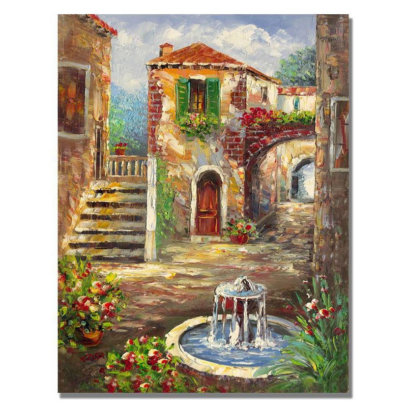 18&#34;x24&#34; Tuscan Cottage by Rio - Trademark Fine Art, Gallery-Wrapped, Giclee Print, Contemporary Landscape, Multicolored Canvas Art, 1 of 7