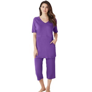 Dreams & Co. Plus Size Capri Lounge Set - 1 of 2