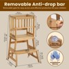 Itopfox Kids Kitchen Step Stool with Removable Safety Rail, Anti-Tip A-Frame Design, Natural Bamboo Toddler Standing Tower, CPC Certified - 3 of 4