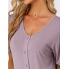 cheibear Women's Nightgown Button Down Short Sleeve Soft Modal Loose Pajama Sleepshirt - 4 of 4