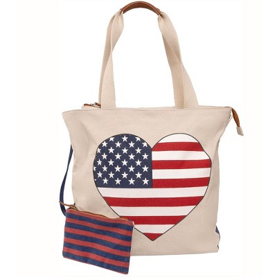 Magid Canvas American Flag Tote With Pouch