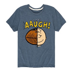 Boys' - Peanuts - Charlie Brown Aaugh Football Head Short Sleeve Graphic T-Shirt - 1 of 4