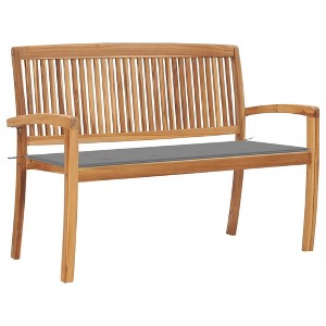 vidaXL Stacking Patio Bench with Cushion, 50.6" Solid Teak Wood - 1 of 4