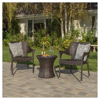 Mirage 3pc Wicker Stacking Chair Chat Set - Christopher Knight Home