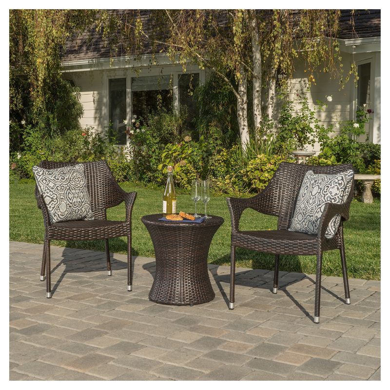 Mirage 3pc Wicker Stacking Chair Chat Set - Christopher Knight Home, 1 of 6