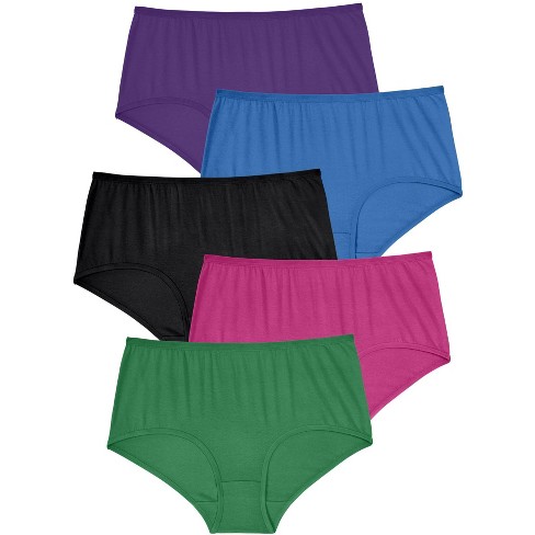 Comfort Choice Women's Plus Size Stretch Cotton Brief 5-Pack - 7, Purple