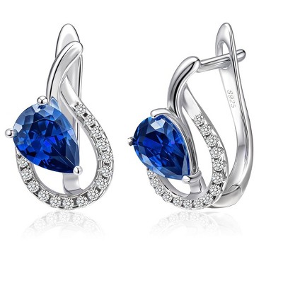 Molenia Teardrop Birthstone Dangle Earrings for Women, 929 Sterling Silver Drop Earrings Latch Back Hypoallergenic Jewelry for Her Wife Mom