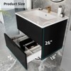 Gulches 24 inch Black Wall Mounted Floating Fluted Bathroom Vanity with Ceramic Sink - 2 of 4
