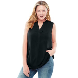 Woman Within Women's Plus Size Sleeveless Tab-Front Tunic - 1 of 4