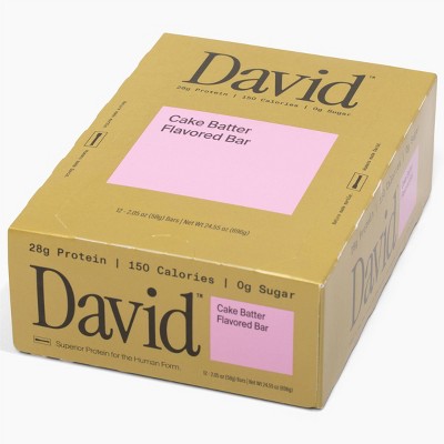 David Protein Protein Bars with 28g Protein - Cake Batter Flavor - 12ct