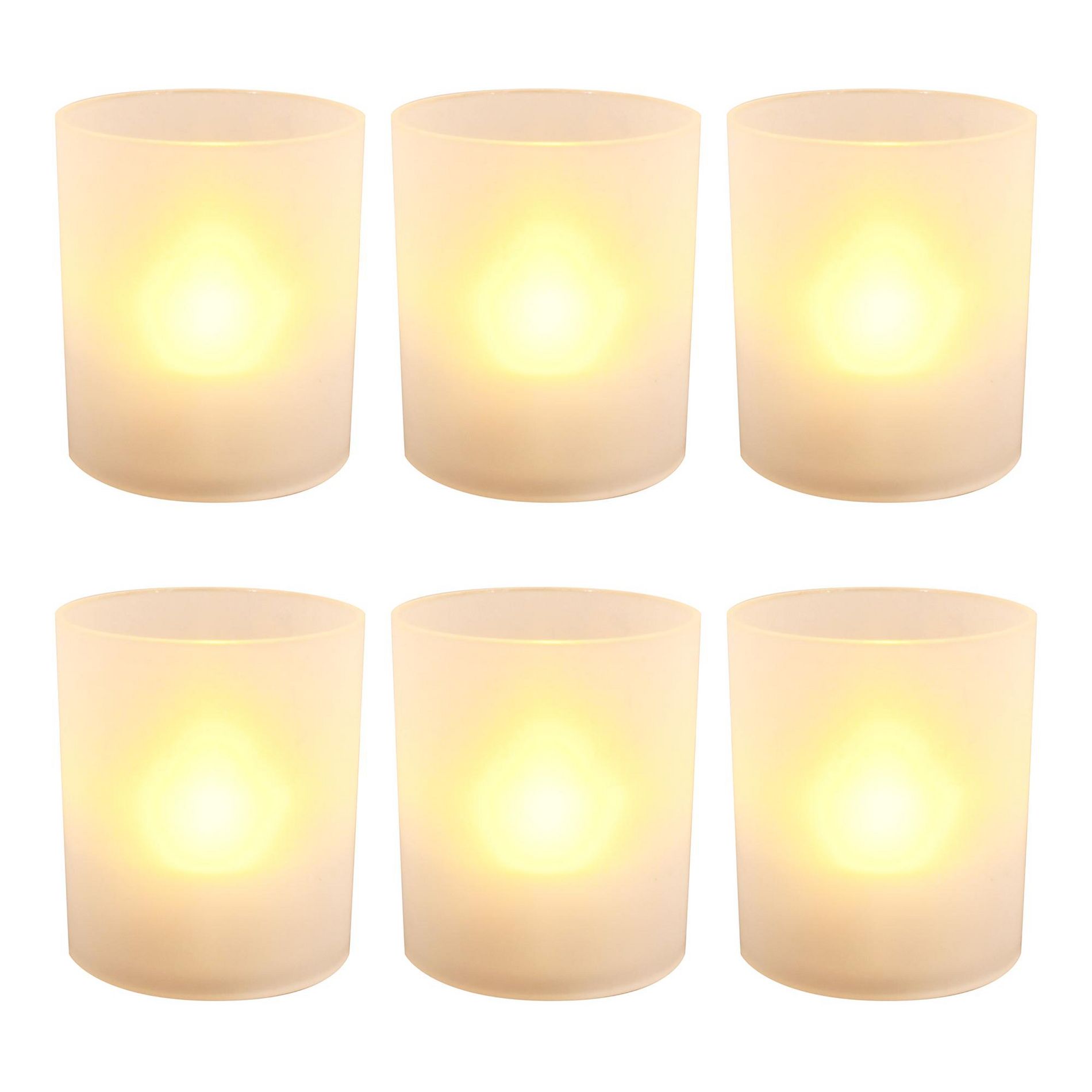 LumaBase Frosted Votives with Battery-Operated LED Lights - Set of 6