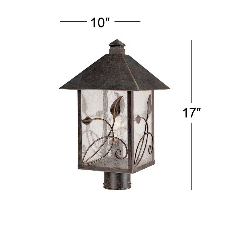 Franklin Iron Works French Garden Rustic Farmhouse Outdoor Post Light Bronze Leaf and Vine Motif 17" Clear Seedy Glass for Exterior Light Barn Deck, 4 of 7