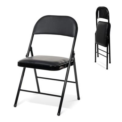 Real Relax Folding Chairs with Padded Seats for Events Home Office, Pu Leather Folding Chair