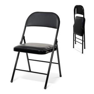 Real Relax Folding Chairs with Padded Seats for Events Home Office, Pu Leather Folding Chair - 1 of 4