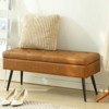 Aoibox Faux Leather Tufted Storage Ottoman Bench, Long Entryway Bench with Storage for Living Room, Supports 660lbs - Cognac Brown - 2 of 4